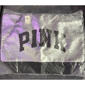 Victoria's Secret Pink Tote Bag Silver Sequin Travel Beach Bag Tote Brand New